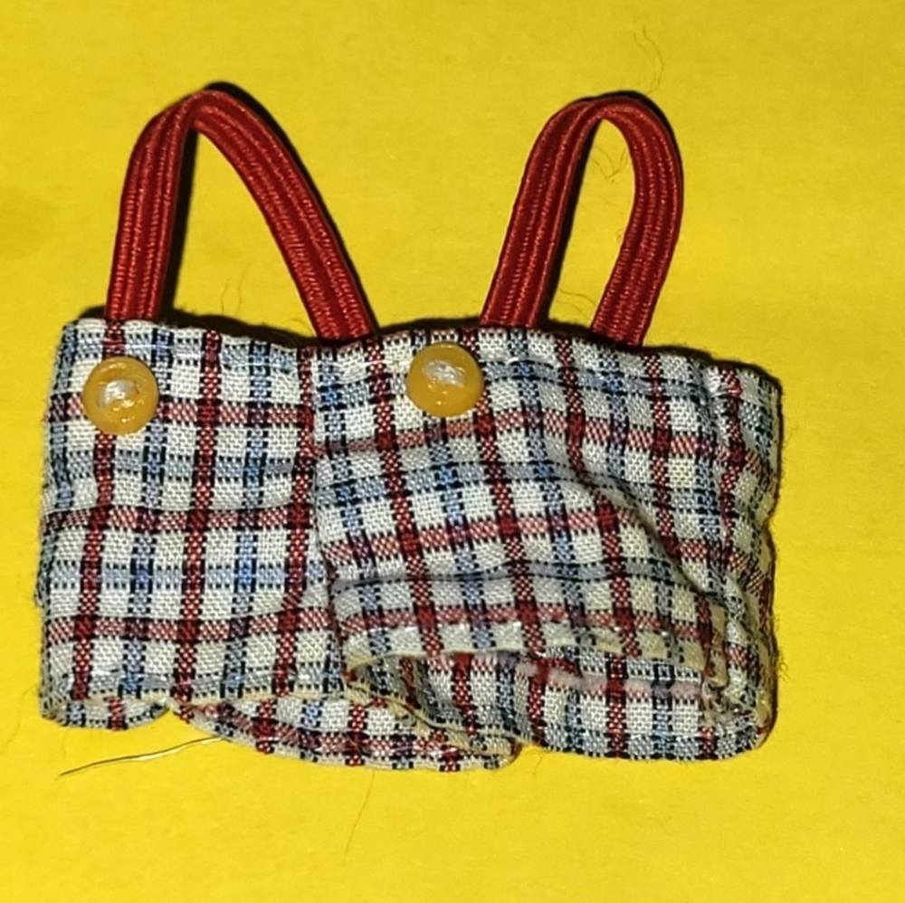 Calico Critters plaid pants w/ red shoulder straps - child / brother clothes 🐾